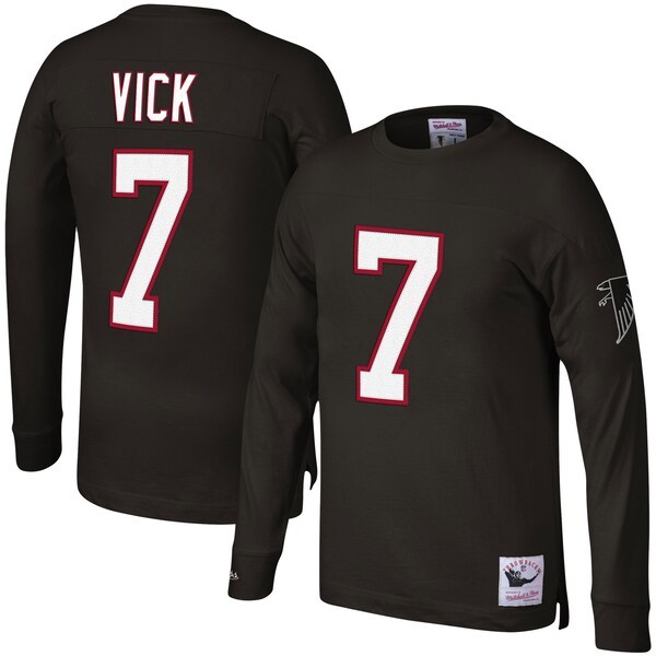 Michael Vick Atlanta Falcons Mitchell & Ness Throwback Retired Player Name & Number Long Sleeve Top - Black