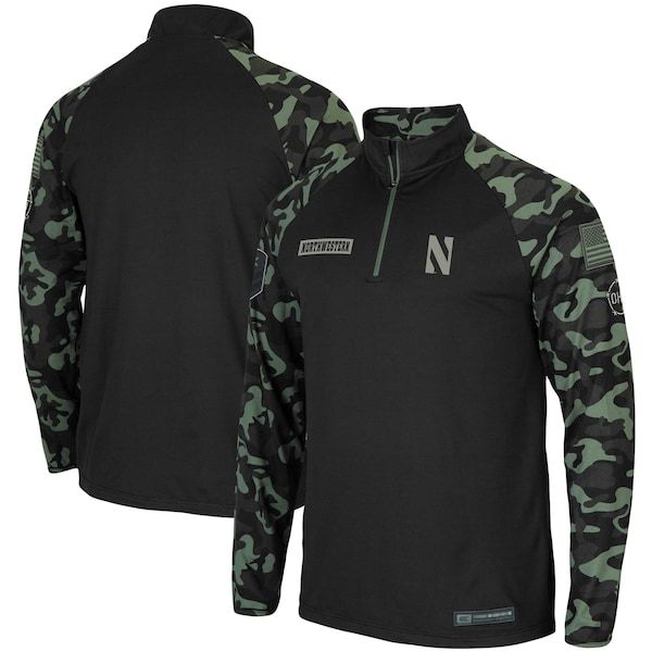 Northwestern Wildcats Colosseum OHT Military Appreciation Take Flight Raglan Quarter-Zip Jacket - Black