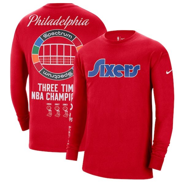 Philadelphia 76ers Nike 2021/22 City Edition Courtside Heavyweight Moments Long Sleeve T-Shirt - Red