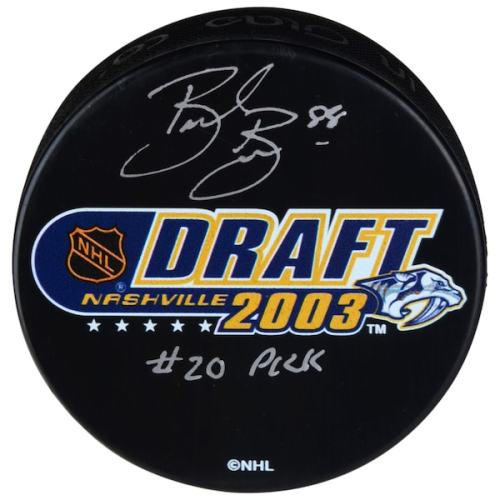Brent Burns San Jose Sharks Fanatics Authentic Autographed 2003 NHL Draft Logo Hockey Puck with "#20 Pick" Inscription