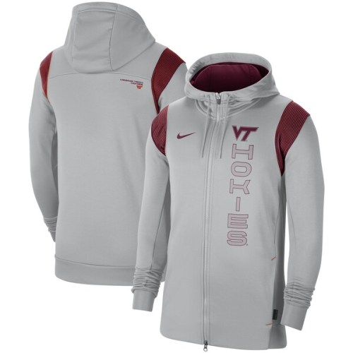 Virginia Tech Hokies Nike 2021 Sideline Performance Full-Zip Hoodie - Gray