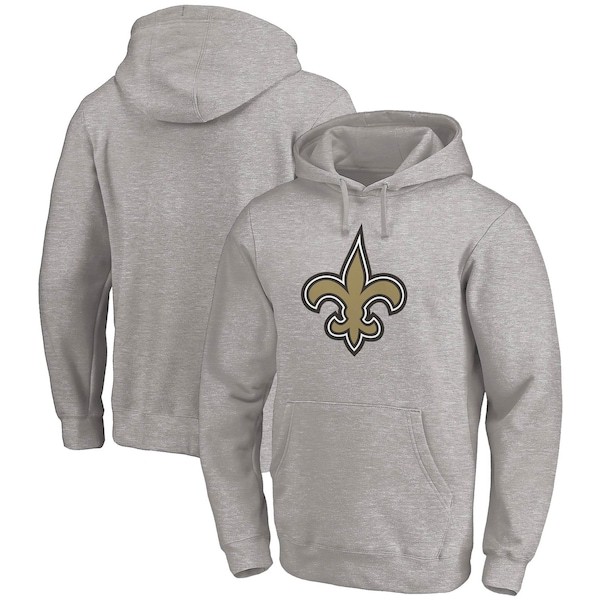 New Orleans Saints Fanatics Branded Team Logo Pullover Hoodie - Heathered Gray