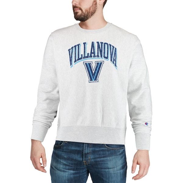 Villanova Wildcats Champion Arch Over Logo Reverse Weave Pullover Sweatshirt - Gray