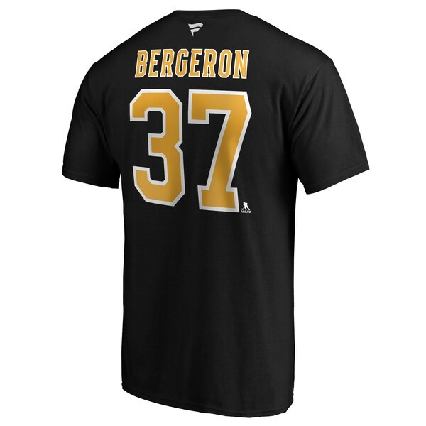 Patrice Bergeron Boston Bruins Fanatics Branded Authentic Stack Player Name & Number Captain Patch T-Shirt - Black