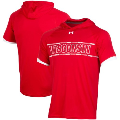 Wisconsin Badgers Under Armour On-Court Basketball Shooting Hoodie Raglan Performance T-Shirt - Red