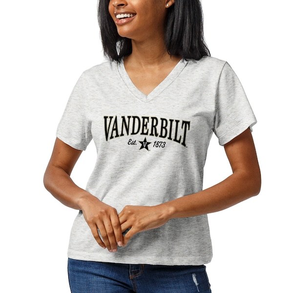 Vanderbilt Commodores League Collegiate Wear Women's Intramural Boyfriend V-Neck T-Shirt - Oatmeal