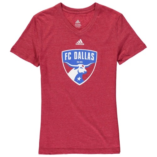 FC Dallas adidas Girls Youth Primary Logo V-Neck Tri-Blend T-Shirt - Red