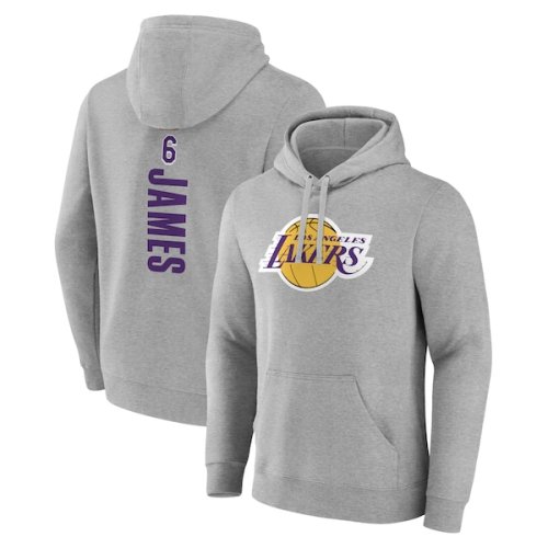 LeBron James Los Angeles Lakers Fanatics Branded Playmaker Name & Number Pullover Hoodie - Heathered Gray