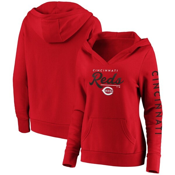 Cincinnati Reds Fanatics Branded Women's Core High Class Crossover Pullover Hoodie - Red
