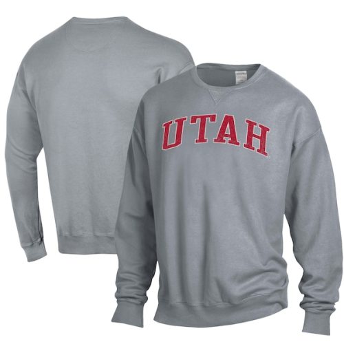 Utah Utes ComfortWash Garment Dyed Fleece Crewneck Pullover Sweatshirt - Gray