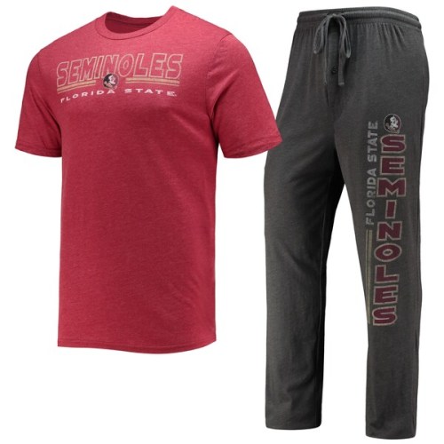 Florida State Seminoles Concepts Sport Meter T-Shirt & Pants Sleep Set - Heathered Charcoal/Garnet