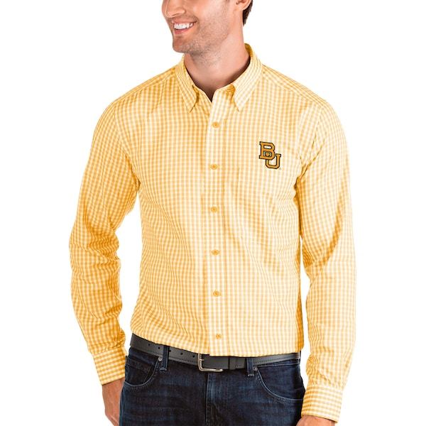 Baylor Bears Antigua Structure Woven Button-Up Long Sleeve Shirt - Gold