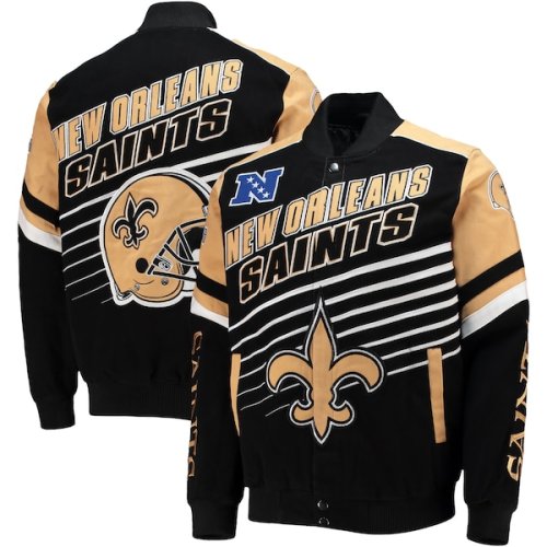 New Orleans Saints G-III Sports by Carl Banks Extreme Strike Cotton Twill Full-Snap Jacket - Black/Gold