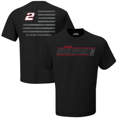 Brad Keselowski Team Penske Tonal Patriotic Flag T-Shirt - Black