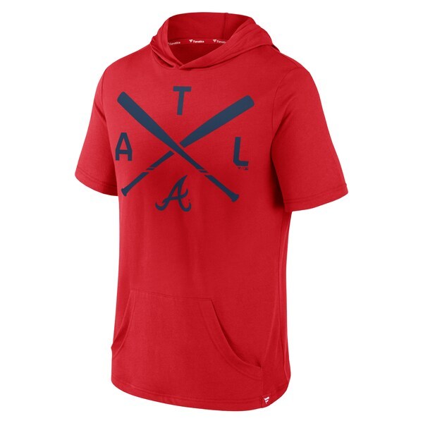 Atlanta Braves Fanatics Branded Iconic Rebel Short Sleeve Pullover Hoodie - Red