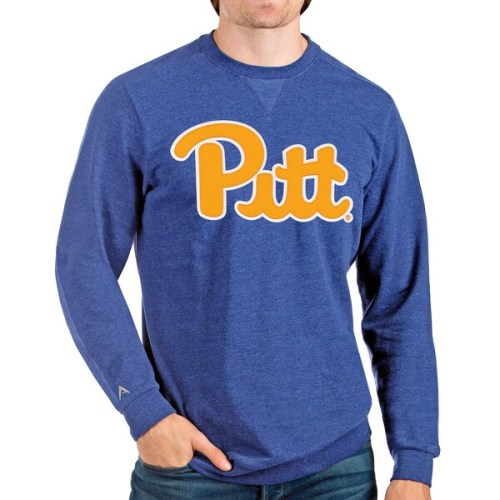 Pitt Panthers Antigua Logo Reward Crewneck Pullover Sweatshirt - Heathered Royal
