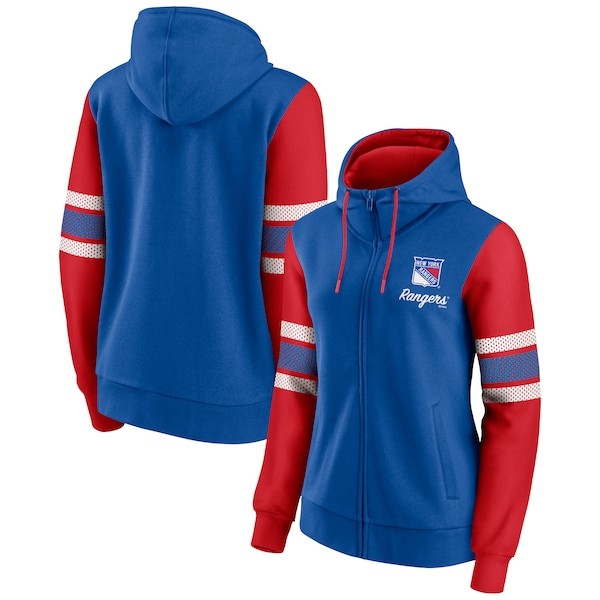New York Rangers Fanatics Branded Women's Script Fleece Full-Zip Hoodie - Blue/Red