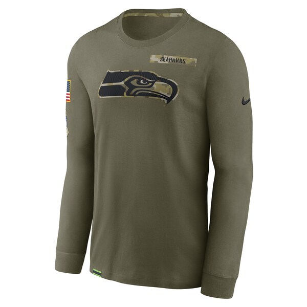 Seattle Seahawks Nike 2021 Salute To Service Performance Long Sleeve T-Shirt - Olive