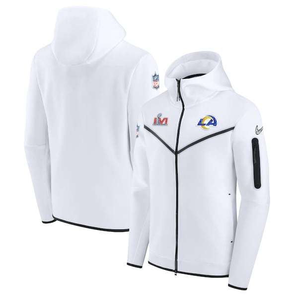 Los Angeles Rams Nike Super Bowl LVI Bound White Diamond Collection Tech Fleece Full-Zip Jacket - White