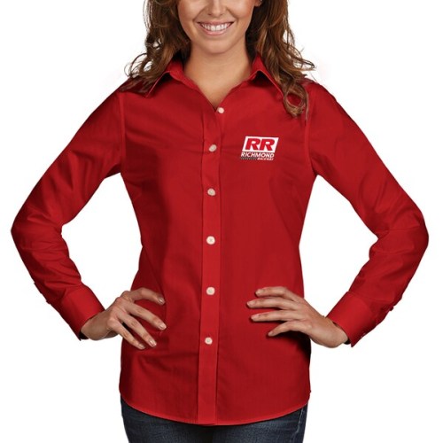 Antigua Women's Richmond Raceway Logo Dynasty Woven Button Down Long Sleeve Shirt - Red