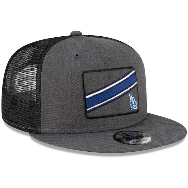 Los Angeles Dodgers New Era Slant Trucker 9FIFTY Snapback Hat - Charcoal