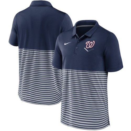 Washington Nationals Nike Home Plate Striped Polo - Navy/Gray