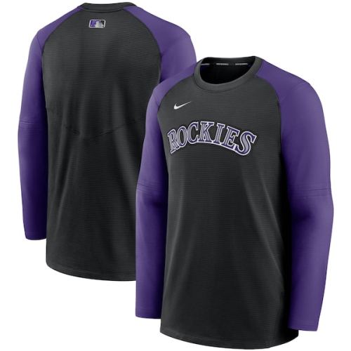 Colorado Rockies Nike Authentic Collection Pregame Performance Pullover Sweatshirt - Black/Purple