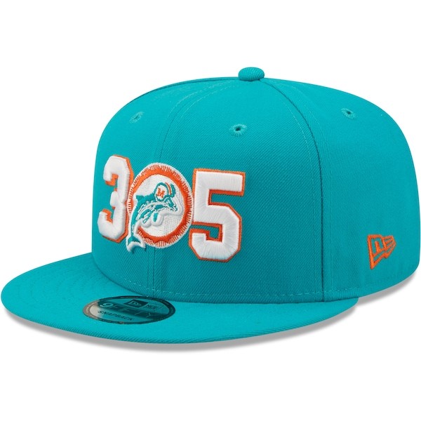 Miami Dolphins New Era Historic Logo Three Zero Five 9FIFTY Snapback Hat - Aqua