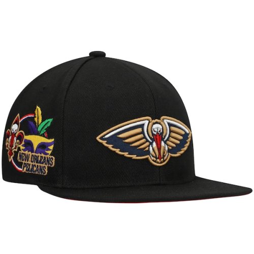 New Orleans Pelicans Mitchell & Ness Custom Patch Snapback Hat - Black