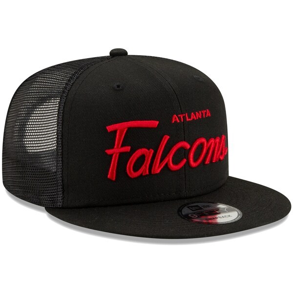 Atlanta Falcons New Era Script Trucker 9FIFTY Snapback Hat - Black