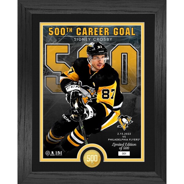 Sidney Crosby Pittsburgh Penguins Highland Mint 500th Career Goal 13'' x 16'' Bronze Coin Photo Mint
