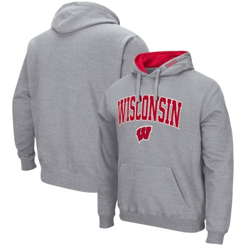 Wisconsin Badgers Colosseum Arch & Logo 3.0 Pullover Hoodie - Heathered Gray