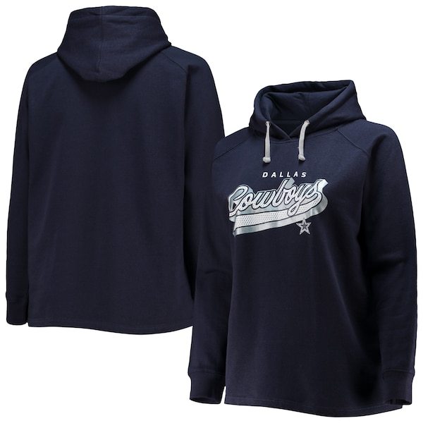 Dallas Cowboys Fanatics Branded Women's Plus Size First Contact Raglan Pullover Hoodie - Navy