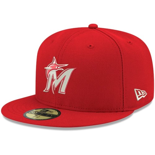 Miami Marlins New Era Logo White 59FIFTY Fitted Hat - Red