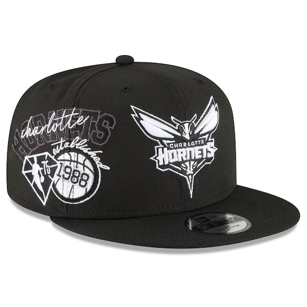 Charlotte Hornets New Era Back Half 9FIFTY Snapback Adjustable Hat - Black