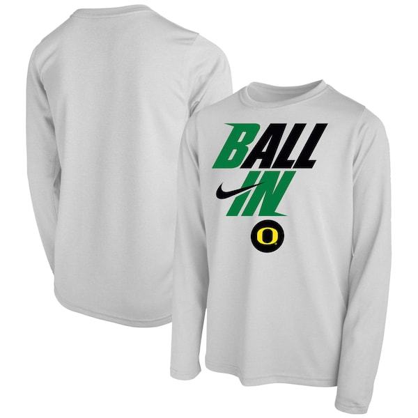 Oregon Ducks Nike Youth Ball In Bench Long Sleeve T-Shirt - White