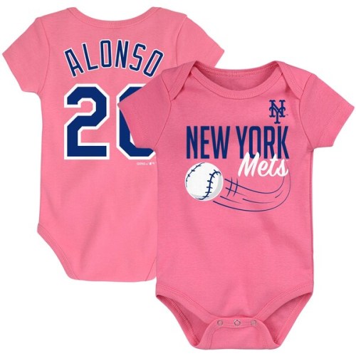 Pete Alonso New York Mets Girls Newborn & Infant Baby Slugger Name & Number Bodysuit - Pink