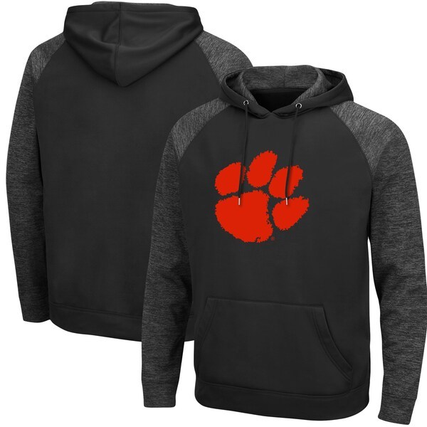 Clemson Tigers Colosseum Blackout 3.0 Tonal Raglan Pullover Hoodie - Black