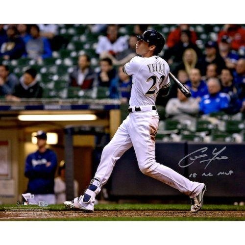 Christian Yelich Milwaukee Brewers Fanatics Authentic Autographed 16" x 20" Horizontal Swinging Photograph with "18 NL MVP" Inscription