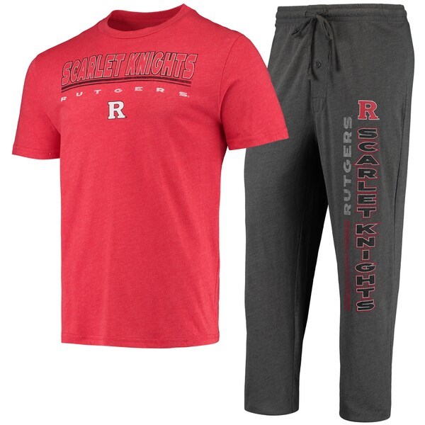 Rutgers Scarlet Knights Concepts Sport Meter T-Shirt & Pants Sleep Set - Heathered Charcoal/Scarlet