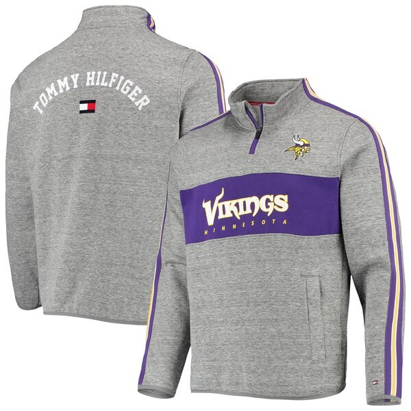 Minnesota Vikings Tommy Hilfiger Mario Quarter-Zip Jacket - Heathered Gray