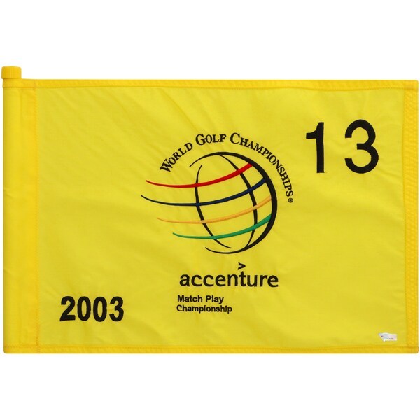 PGA TOUR Fanatics Authentic Event-Used #13 Yellow Pin Flag from The Accenture Match Play Championship on February 27th to March 2nd, 2003