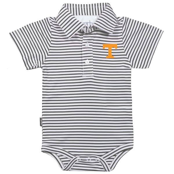 Tennessee Volunteers Garb Infant Carson Striped Short Sleeve Bodysuit - Charcoal/White