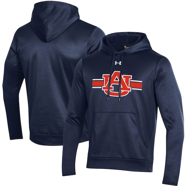 Auburn Tigers Under Armour Logo Stripe Fleece Pullover Hoodie - Navy