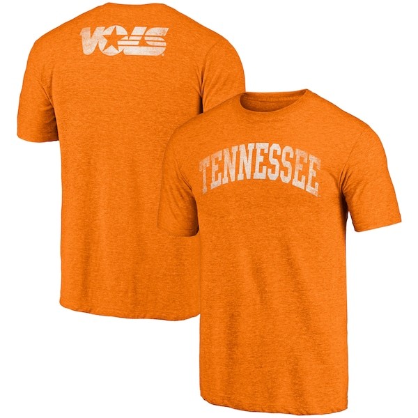 Tennessee Volunteers Fanatics Branded Throwback 2-Hit Arch Tri-Blend T-Shirt - Heathered Tennessee Orange
