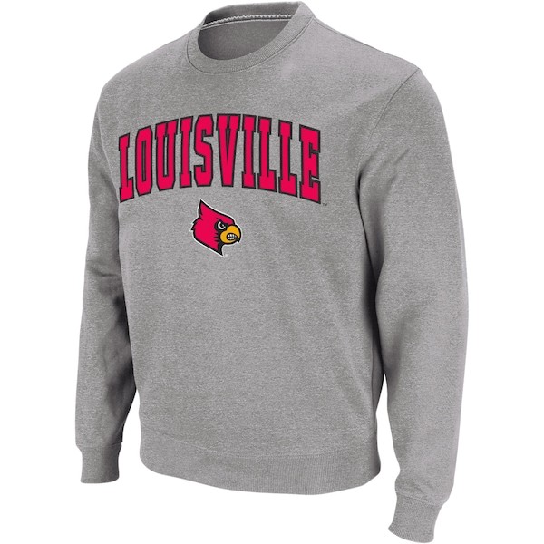 Louisville Cardinals Colosseum Arch & Logo Crew Neck Sweatshirt - Heather Gray