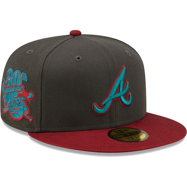 Atlanta Braves New Era 30th Anniversary Titlewave 59FIFTY Fitted Hat - Graphite/Cardinal