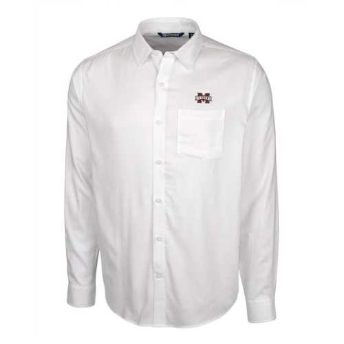Mississippi State Bulldogs Cutter & Buck Windward Twill Button-Up Long Sleeve Shirt - White