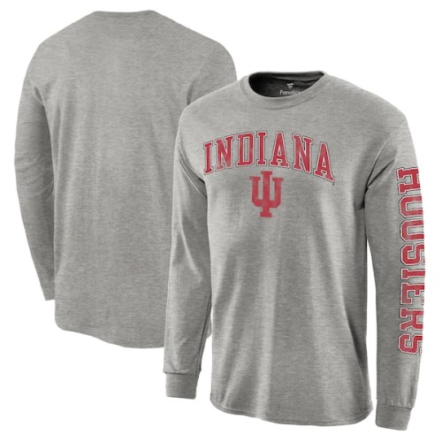 Indiana Hoosiers Distressed Arch Over Logo Long Sleeve Hit T-Shirt - Heathered Gray