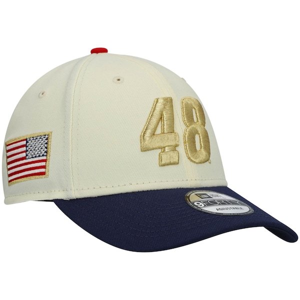 Alex Bowman New Era Chrome 9FORTY Snapback Hat - Cream/Navy